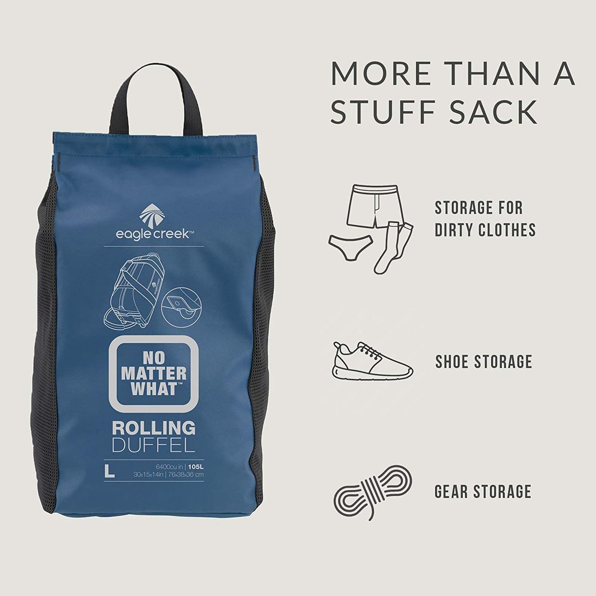 Eagle Creek No Matter What Rolling Duffel, Black, Large