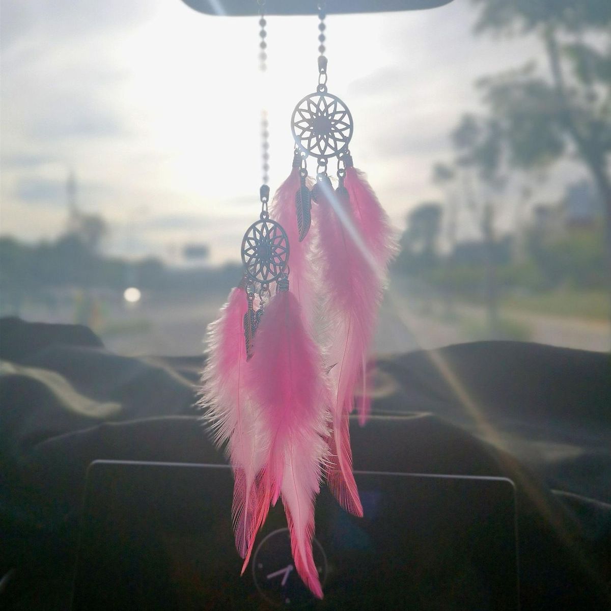 Boho Charm Dream Catcher Pendant Unique Car Home Decor for Positive Pink