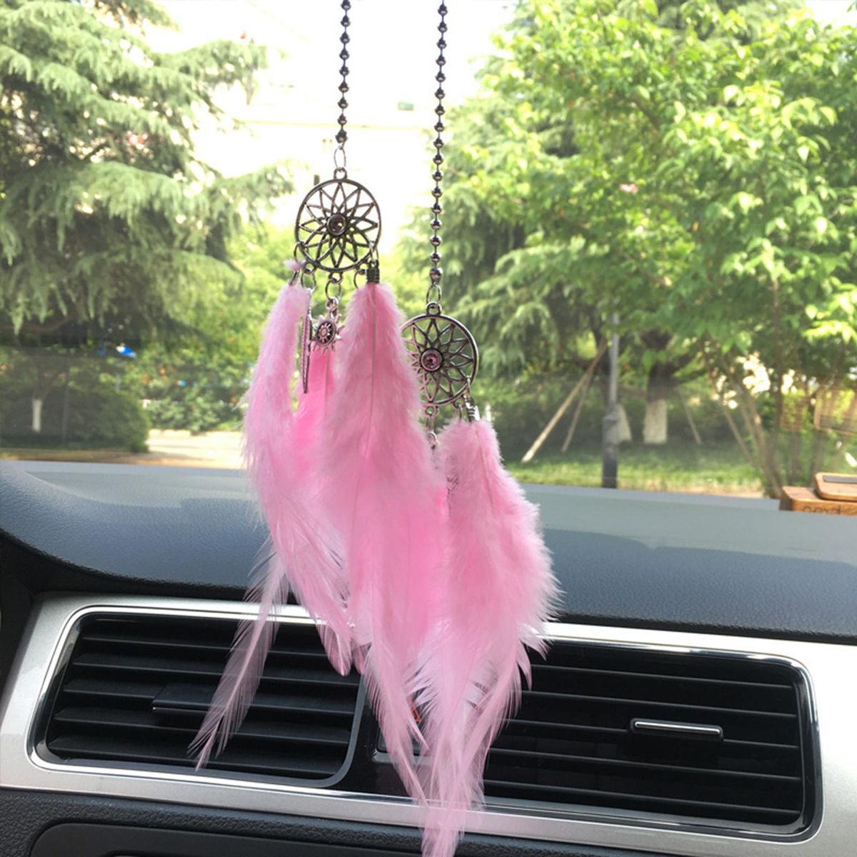 Boho Charm Dream Catcher Pendant Unique Car Home Decor for Positive Pink