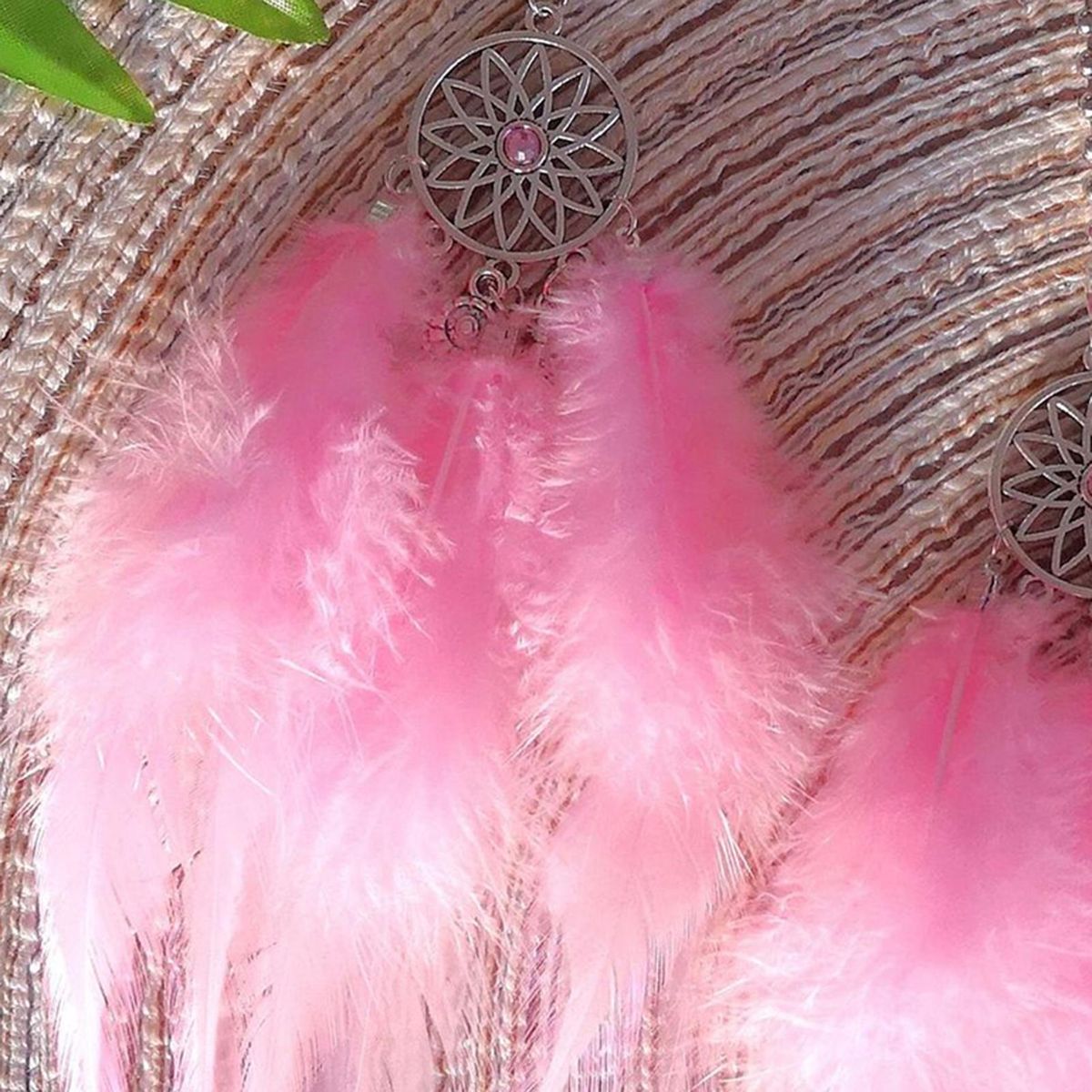 Boho Charm Dream Catcher Pendant Unique Car Home Decor for Positive Pink