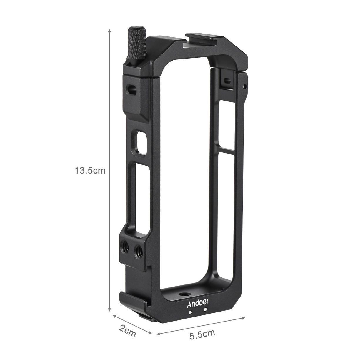 Andoer Panoramic Camera Video Cage Aluminum Alloy with Dual Cold Shoe Mounts Metal Protective Frame Camera Cage Vlog Accessories Compatible with Insta360 X3
