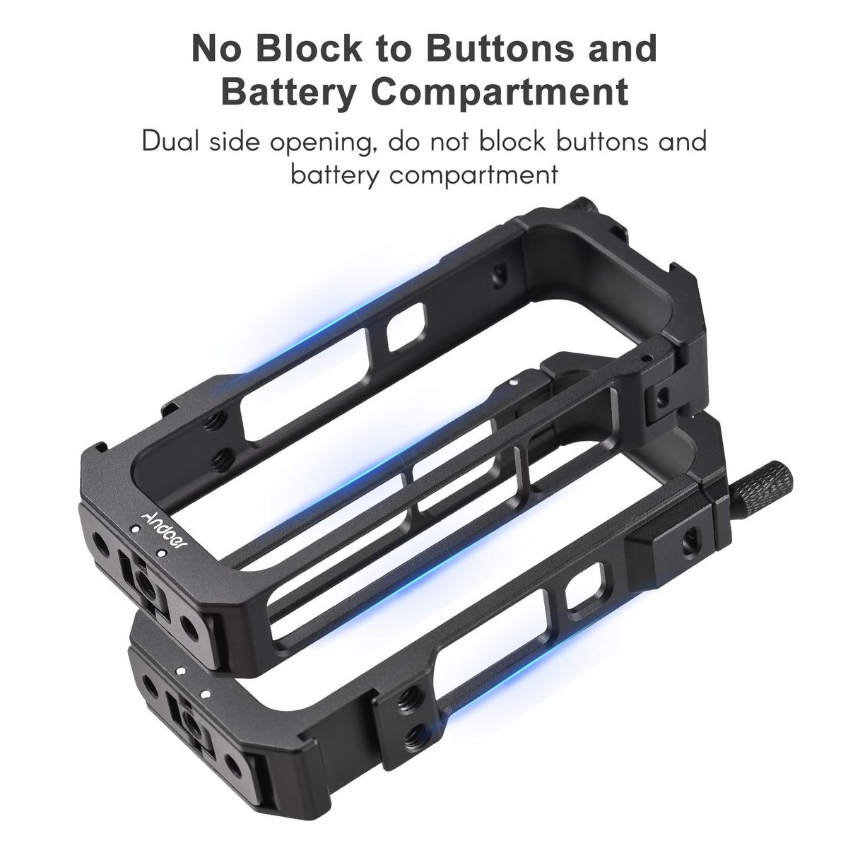 Andoer Panoramic Camera Video Cage Aluminum Alloy with Dual Cold Shoe Mounts Metal Protective Frame Camera Cage Vlog Accessories Compatible with Insta360 X3