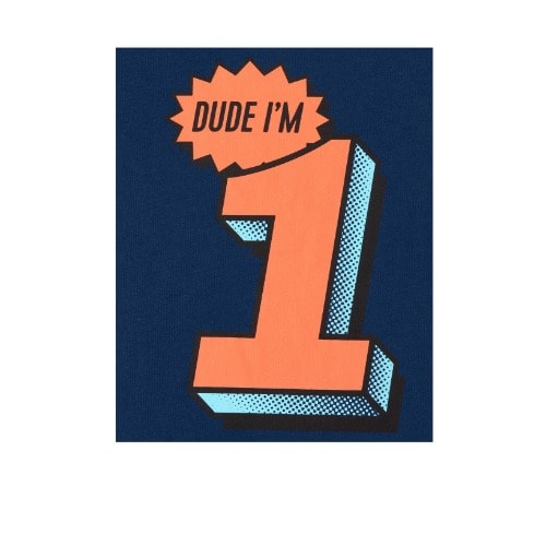 Boys Dude I'm 1 - 1st Birthday Number Tshirt - Navy Blue .