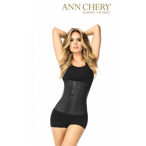 Ann Chery 2045 Metallic Edition 3 Hooks Women Latex Black Waist Cincher Shapewear