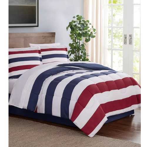Modern Stripe 8-piece California King Comforter Set