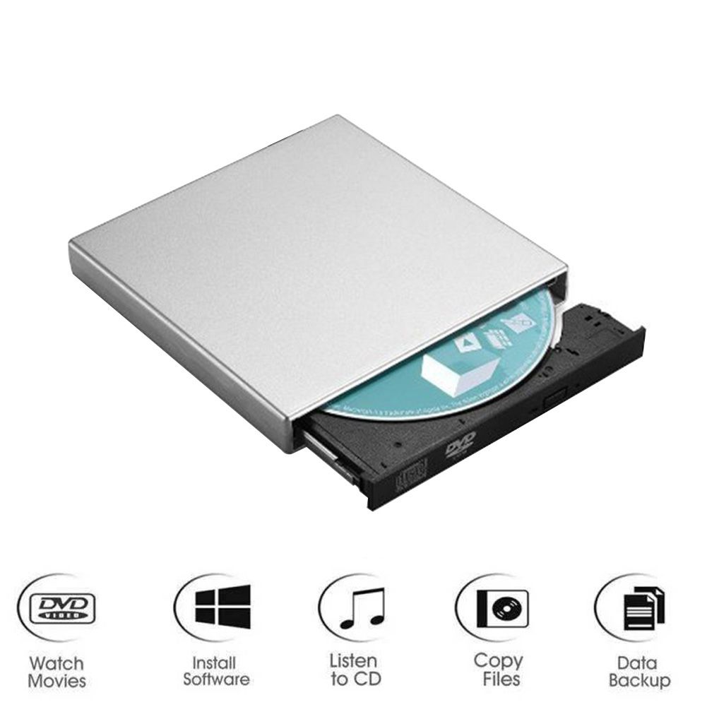 External DVD Drive USB 2.0 Slim Optical DVD ROM RW CD Writer 24 Speed Optical Drive Burner Reader For Laptop Desktop Tablet DVD