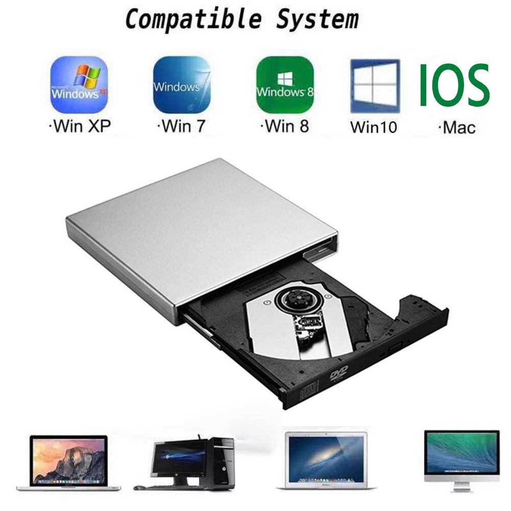 External DVD Drive USB 2.0 Slim Optical DVD ROM RW CD Writer 24 Speed Optical Drive Burner Reader For Laptop Desktop Tablet DVD