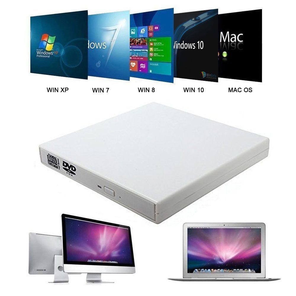 For Samsung Sony Acer Laptops PC Slim Portable USB 2.0 External DVD Drive 8X DVD-ROM Combo Player 24X CD-R Writer Optical Drive