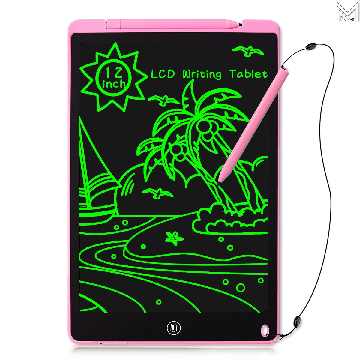 12 Inch LCD Writing Tablet Portable Electronic Educational Kids Drawing Board Toy Graphics Graffiti Sketchpad Handwriting Pad Single Pink