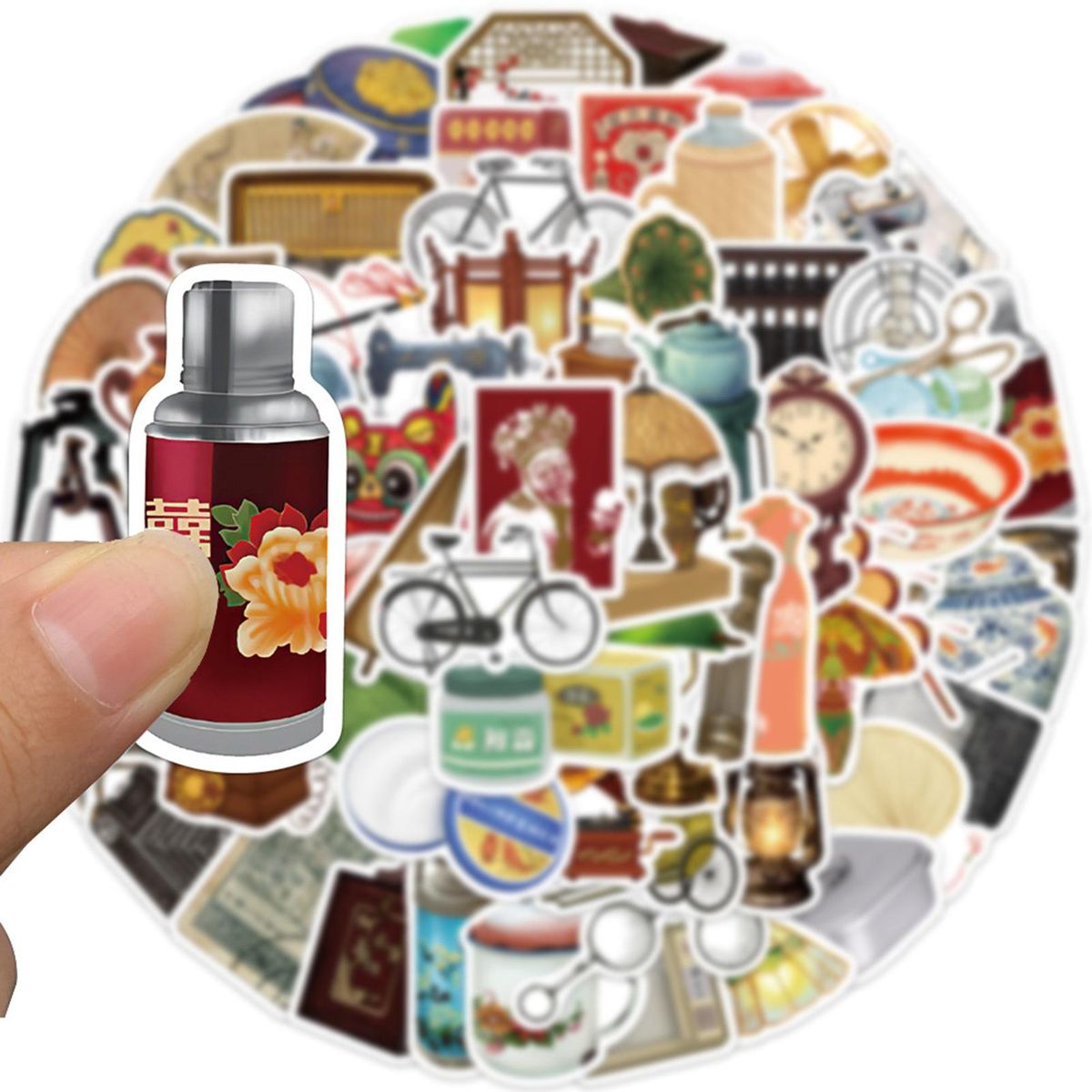65Pcs Laptop Stickers Water Bottle Laptop Suitcase Guitar Stickers Brown