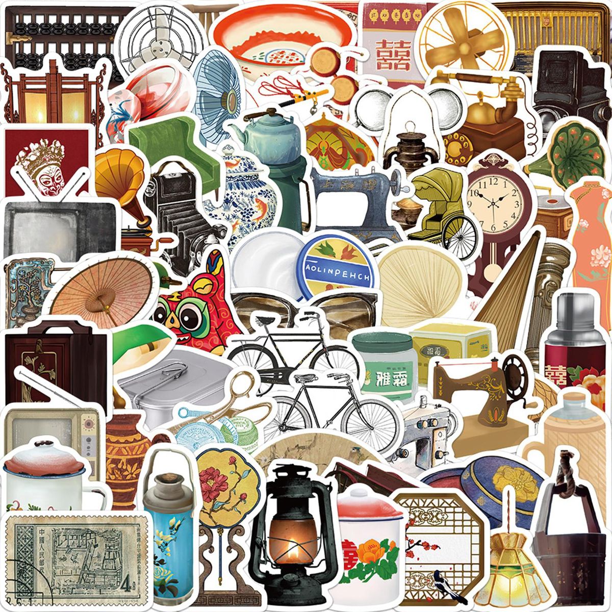 65Pcs Laptop Stickers Water Bottle Laptop Suitcase Guitar Stickers Brown