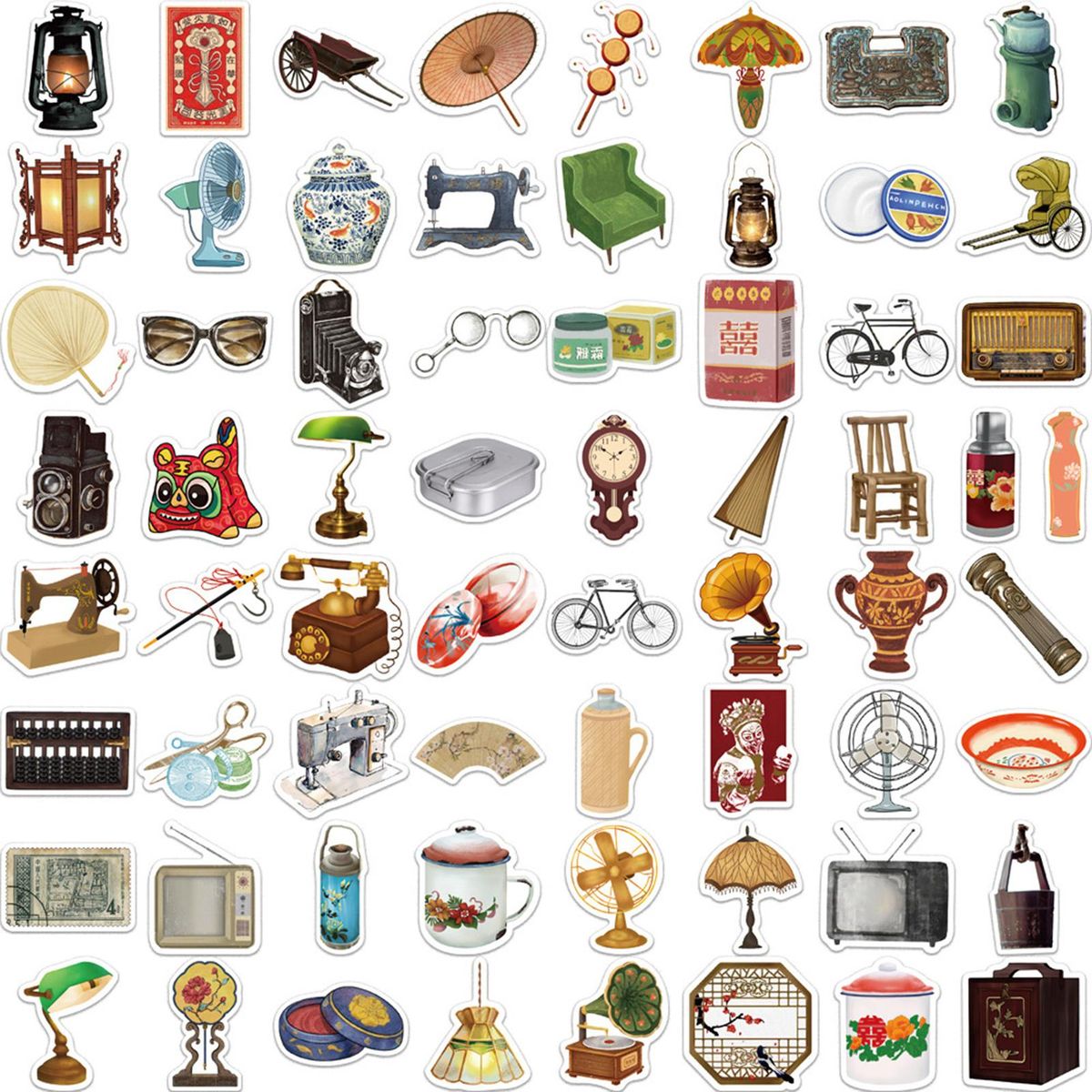 65Pcs Laptop Stickers Water Bottle Laptop Suitcase Guitar Stickers Brown