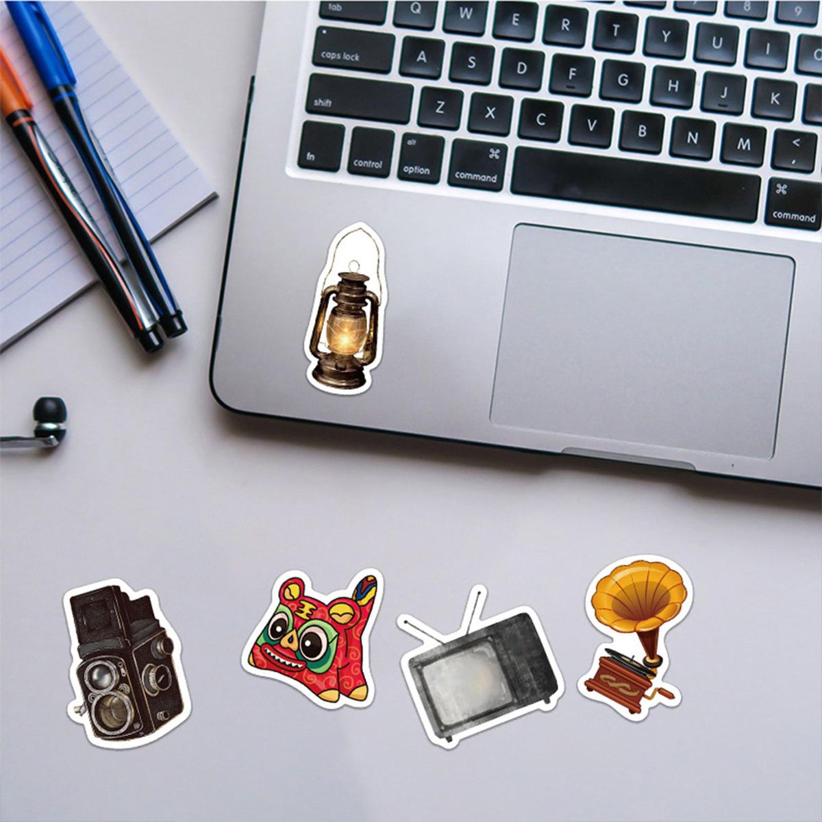 65Pcs Laptop Stickers Water Bottle Laptop Suitcase Guitar Stickers Brown