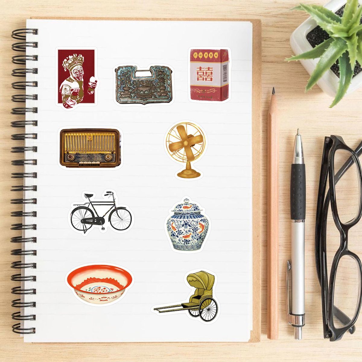 65Pcs Laptop Stickers Water Bottle Laptop Suitcase Guitar Stickers Brown