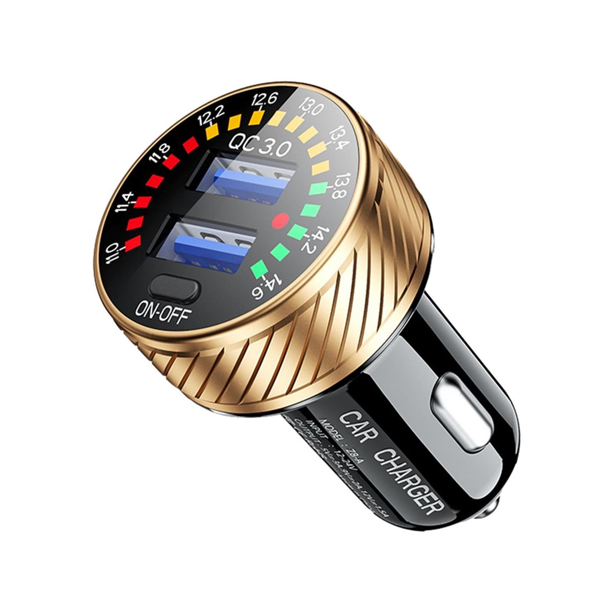 Metal Car Charger Turbocharge Touch High-speed Car Charger with Led Golden