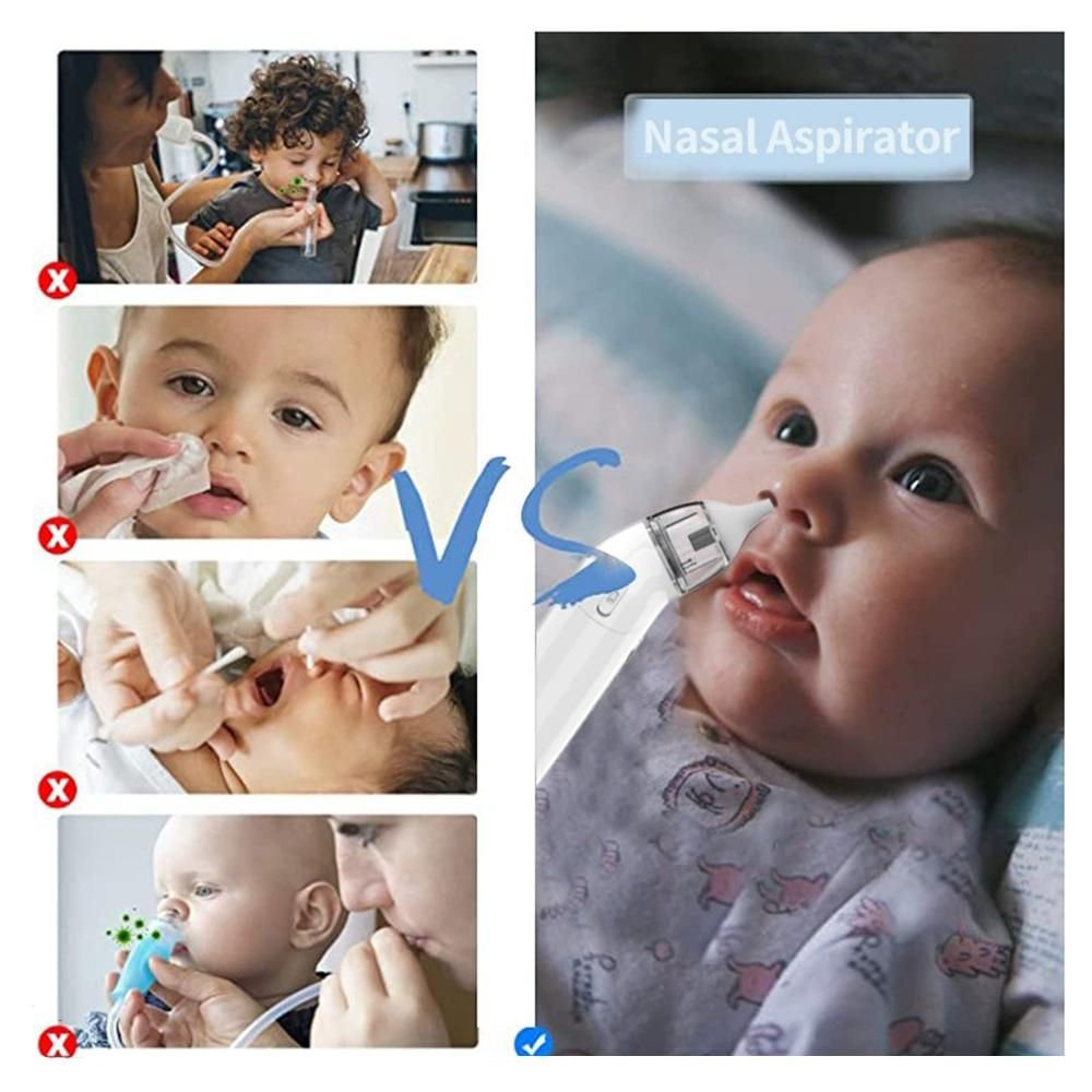 Multifunctional Electric Baby Nasal Aspirator Baby Nose Sucker Nose Cleaner for Infants 3 Suction Levels Atomization Function Low Noise Anti-backflow Built-in Battery with 3pcs Silicone Suction Tips
