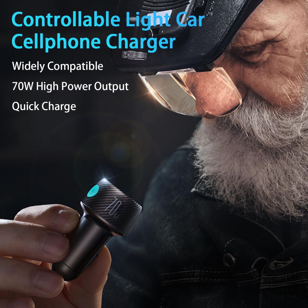 Car Charger Controllable Light Car Cellphone Charger Black