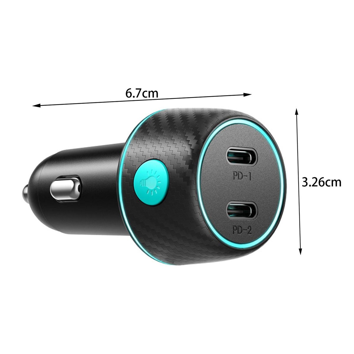 Car Charger Controllable Light Car Cellphone Charger Black