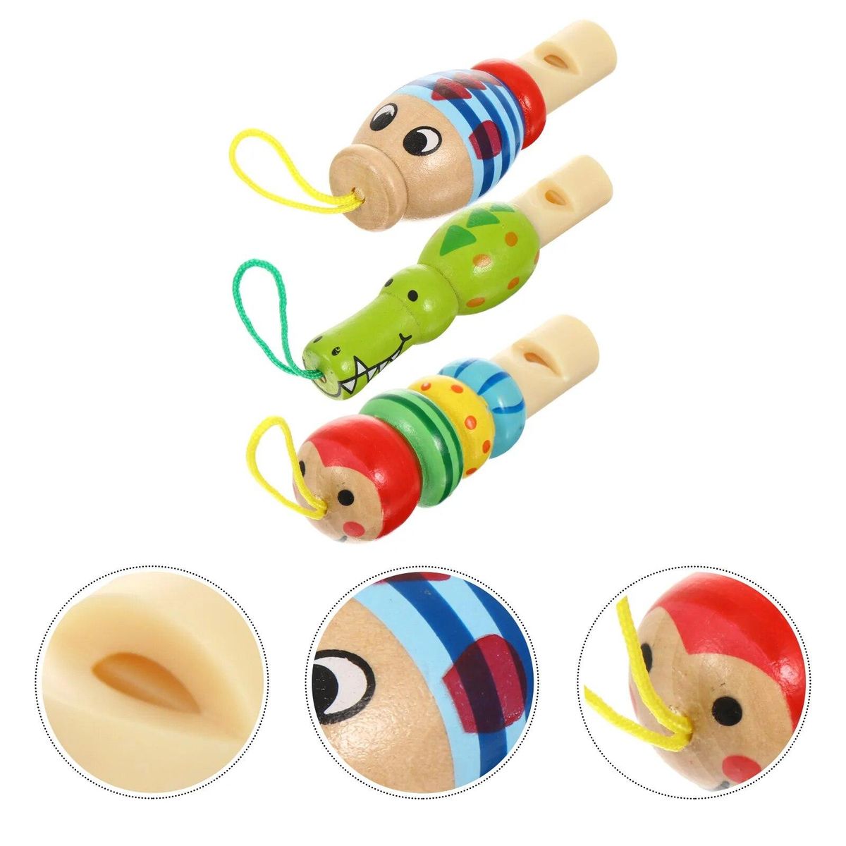 3 Pcs/ Animal Whistle Wooden Kids Plaything Baby Toys Puzzle Children Creative Musical Bath