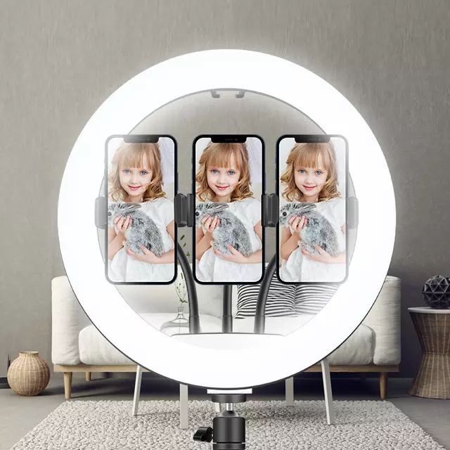 13" Ringlight With Stand, 3 Phone/camera Holder, Bluetooth Shuttle For Selfie
