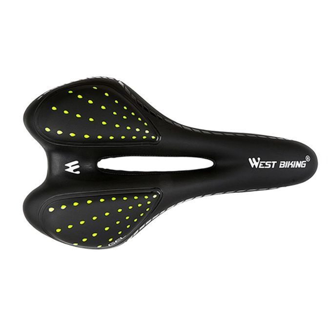 Bicycle Saddle Road Bike Seat Soft Seat Hollow Black+Green