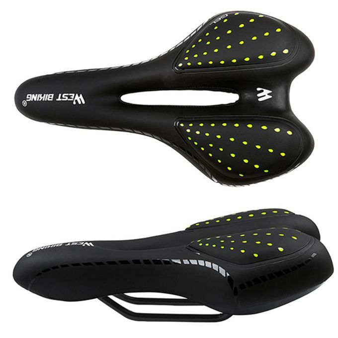 Bicycle Saddle Road Bike Seat Soft Seat Hollow Black+Green