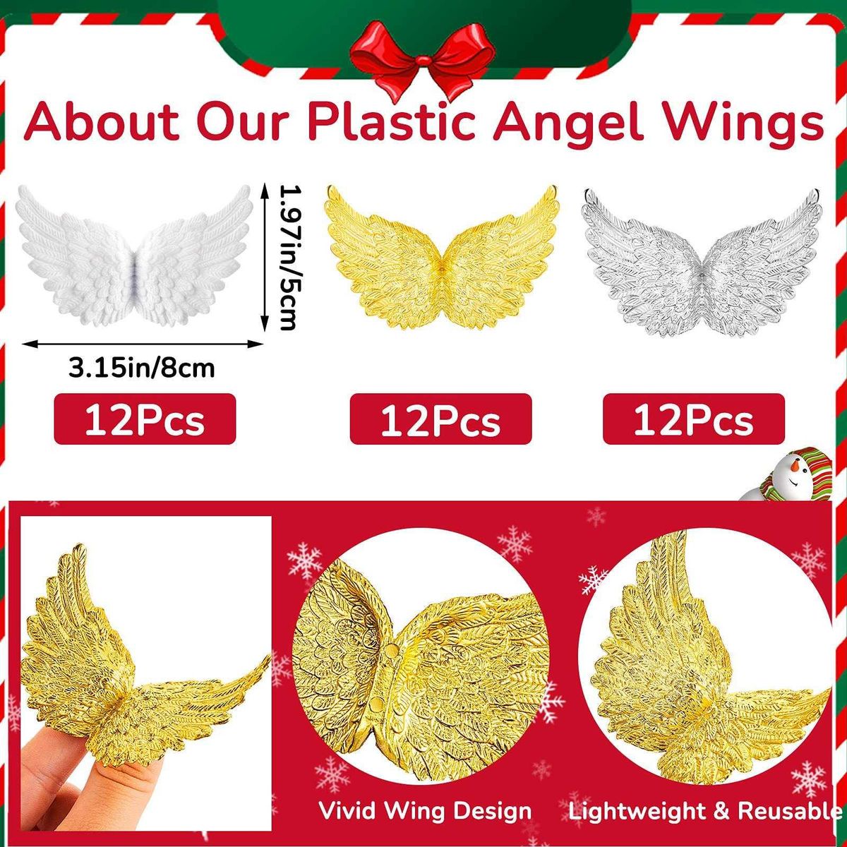 36Pcs Plastic AnWings for Crafts,Mini 3