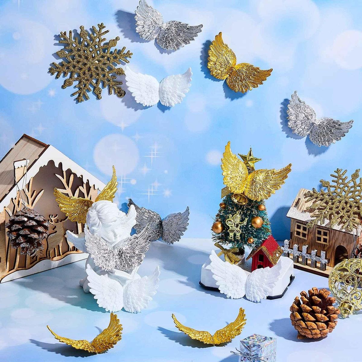 36Pcs Plastic AnWings for Crafts,Mini 3