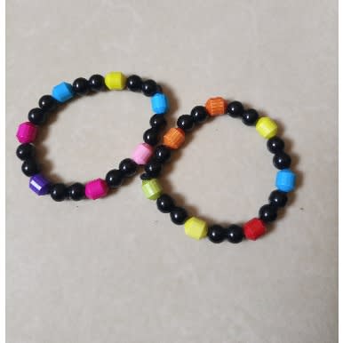 Unisex Bead - 2pcs - Black Rainbow