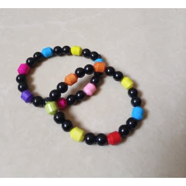 Unisex Bead - 2pcs - Black Rainbow