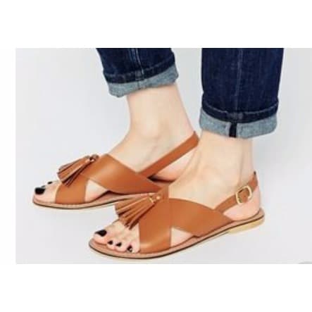 Classic Female Crossed Crown Brown Sandals