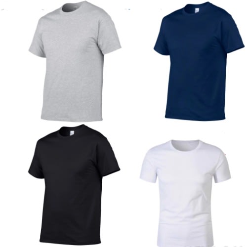 Men's T-shirts - White + Black + Blue & Ash - 4pcs