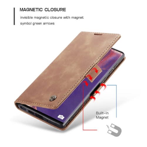 Wallet Stand Magnetic Flip Case For Samsung Note 20-Brown