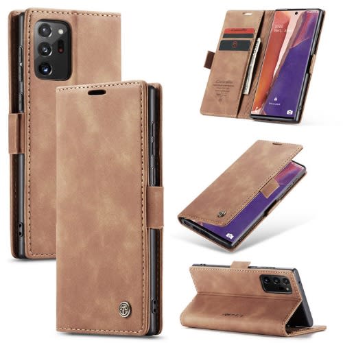 Wallet Stand Magnetic Flip Case For Samsung Note 20-Brown