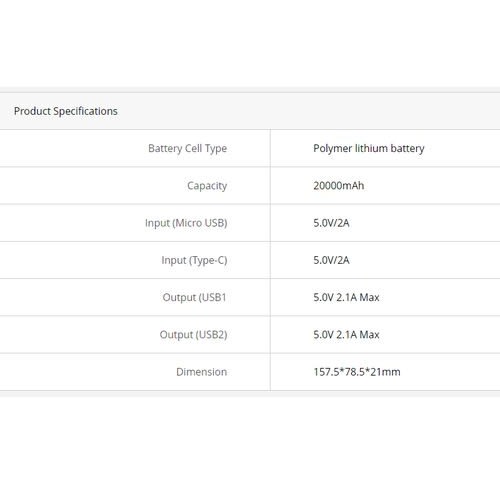 Super Slim 20000mah Power Bank