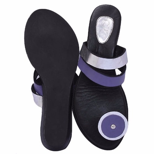 Concentric Circle Toe Leather Slippers - Purple