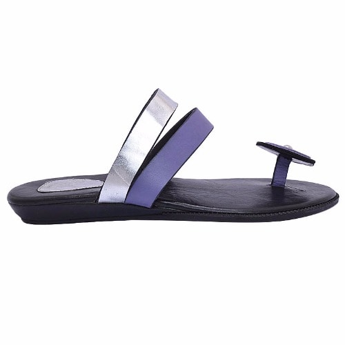Concentric Circle Toe Leather Slippers - Purple