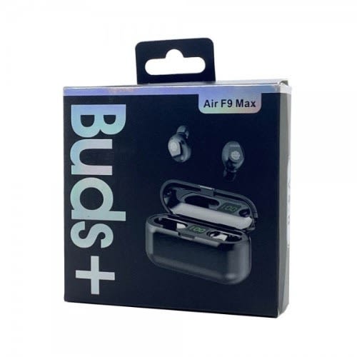 Air F9 Max Wireless Stereo  Earbuds With Powerbank - Black
