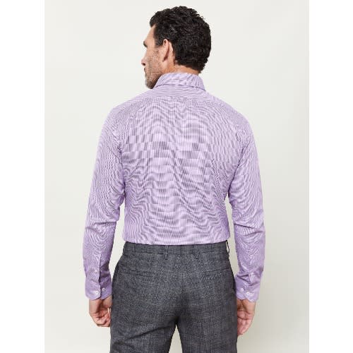 Optical Check Fitted Plum Single Cuff Shirt