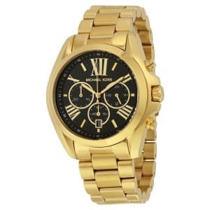 Mid-Size Bradshaw Chronograph Black Dial Gold-tone Watch MK5739