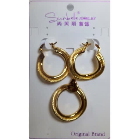 Earring Jewelry Set With Pendant - Gold