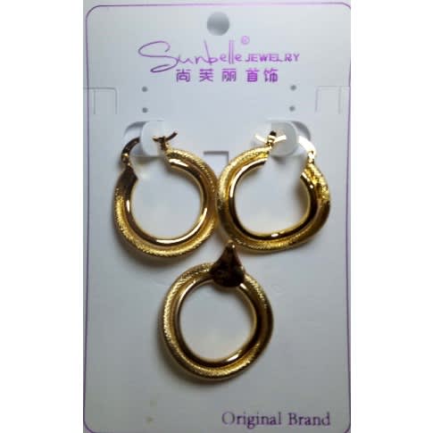 Earring Jewelry Set With Pendant - Gold