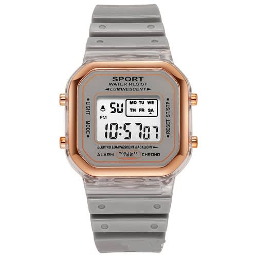Rose Gold Bezel Digital Watch - Grey