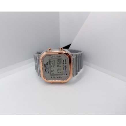 Rose Gold Bezel Digital Watch - Grey
