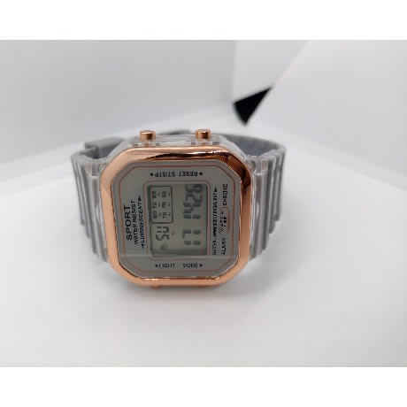 Rose Gold Bezel Digital Watch - Grey
