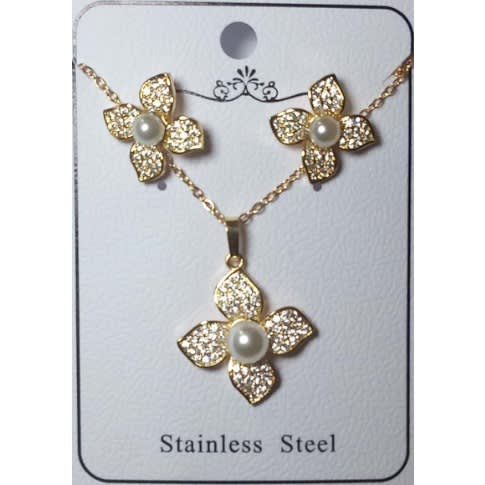 Jewelry Set - Necklace  & Earring - Gold