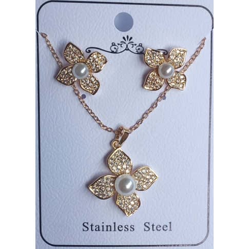 Jewelry Set - Necklace  & Earring - Gold