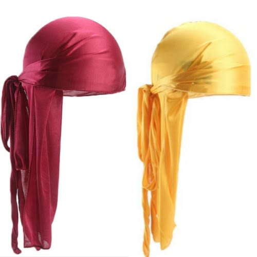 2 In 1 Silky Durags(Wine & Yellow)