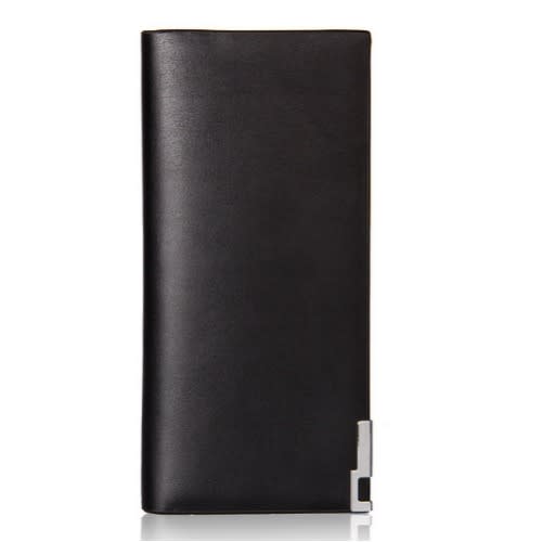 Men Long Leather Wallet - Black