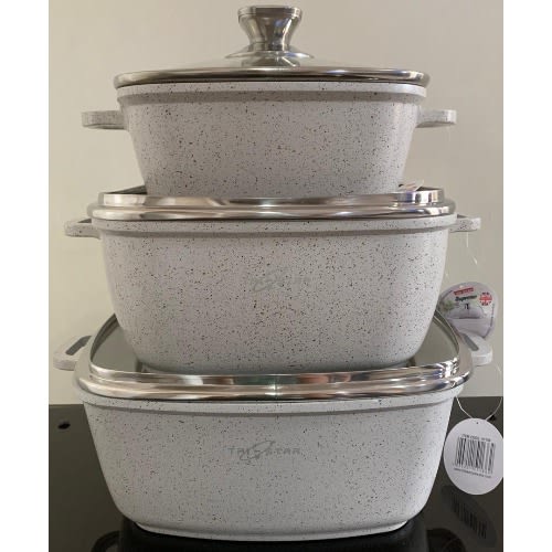 Tri Star Die Cast Non Stick Marble Coating Square 6pc Set.